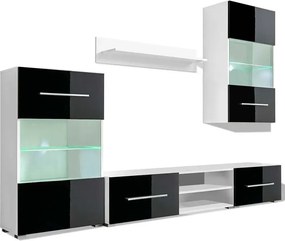 Nowoczesny zestaw mebli do salonu z podświetleniem led czarny połysk F8-S82