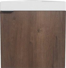 Wisząca narożna szafka pod umywalkę ciemny naturalny - 56 cm - MANODO