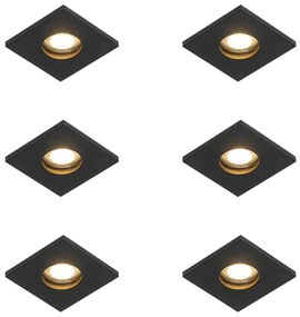 Zestaw 6 nowoczesnych reflektorów wpuszczanych do łazienki czarny - Doku