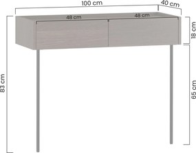 Konsola Dunari 100 cm z szufladami i metalowymi nogami - dąb dunin