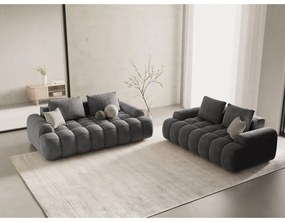 Szara aksamitna sofa 200 cm Linz – Cosmopolitan Design