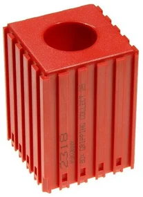 Pudełko plastikowe do przechowywania tulei zaciskowych o dużej średnicy 25 mm, moduł 5x5, 1 gniazdo, kolor czerwony