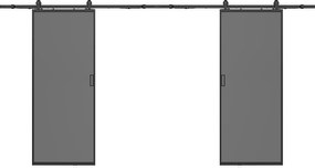 Drzwi przesuwne naścienne podwójne - aluminium i dymione szkło hartowane - 2 x wys. 205 x szer. 93 cm - LINCI II