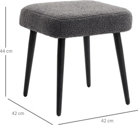 HOMCOM Taboret z Podnóżkiem, Tapicerowany Siedziskiem, Wygląd Kaszmiru, Stalowe Nogi, 42 x 42 x 47 cm, Ciemnoszary