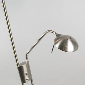 Lampa podłogowa ze stali i szarego klosza z regulowanym ramieniem do czytania - Luxor Nowoczesny Oswietlenie wewnetrzne