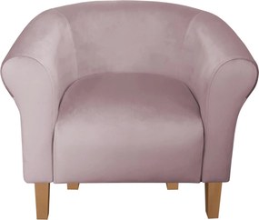 Fotel Milo tkanina Welur wygodny fotel tapicerowany do salonu i sypialni : Kolor nogi - Drewno, Kolor tkaniny - VELVET - MG55, Wysokość nogi - 15 cm