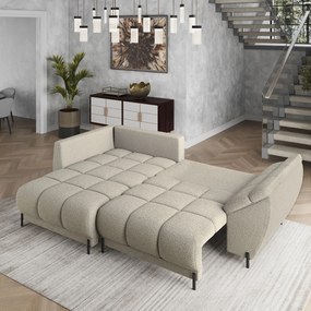 Masseno Narożnik VESTANO  z funkcją spania i pojemnikiem na pościel Narozniki L, Rozkładana sofa - Beżowy, QUELLE 05