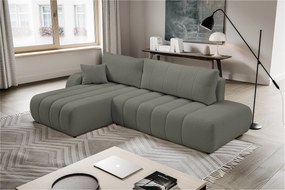Masseno Narożnik GIOIA z funkcją spania i pojemnikiem na pościel Narozniki L, Rozkładana sofa - Szary, LAMBI 12