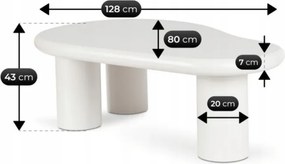 Stolik Kawowy EDME 128 cm Biały Nowoczesny