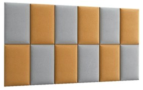 Zestaw 12 paneli tapicerowanych QUADRATTA 180x100 żółty/jasnoszary ELTAP