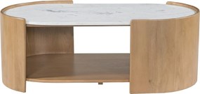 Ława z  wnęką z drewna mango i marmuru - Naturalny i biały - ISLARA