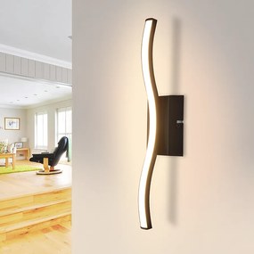 NETTLIFE Lampa sufitowa LED do sypialni nowoczesna lampa do sypialni czarna 6W wzór fali 3000K ciepła biel