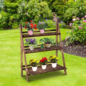 Outsunny Regał na Rośliny Ciemnobrązowy 80x37x93cm | Aosom PL