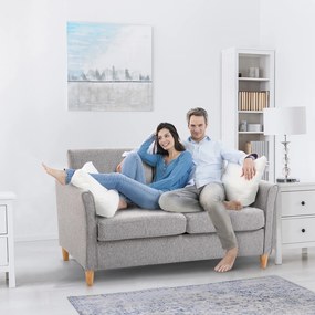 Homcom® Sofa 2-osobowa Zdejmowane Pokrowce Obciążenie Do 200 Kg Len Pianka Jasnoszary 141 X 65 X 78 Cm