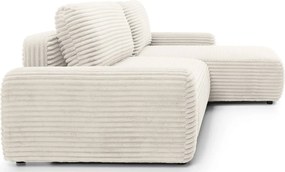 Sztruksowa kanapa narożna z funkcją spania ecru H1-F87