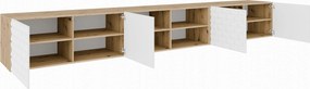 Szafka RTV wisząca ROVA 300 cm do Salonu pod Telewizor - Dąb artisan
