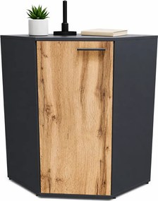 Komoda narożna z półkami grafit + dąb wotan E6-M74