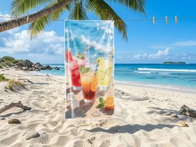 Szybkoschnący XL ręcznik plażowy COLD DRINKS kolorowy 100 x 180 cm, 100% mikrofibra