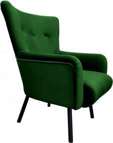 Fotel TULIP tkanina Welur noga metalowa Uszak luksusowy komfort salonu : Kolor nogi - Czarna, Kolor tkaniny - VELVET - MG25