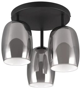 Lampa sufitowa w czarno-srebrnym kolorze ze szklanym kloszem ø 14 cm Barret – Trio Select