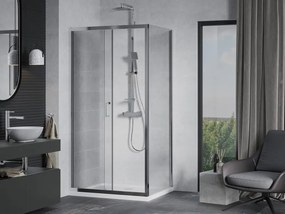 Mexen Apia kabina prysznicowa rozsuwana 140 x 80 cm, transparent, chrom + brodzik Flat - 840-140-080-01-00-4010