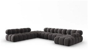 Ciemnoszara aksamitna sofa 379 cm Bellis – Micadoni Home