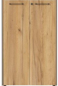 Antracytowo-naturalna szafka w dekorze dębu z zamkiem 75x120x40 cm Podium – Germania