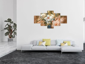 Obraz- Malowany bukiet kwiatów (125x70 cm)