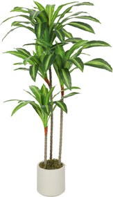HOMCOM Sztuczne drzewo dracena 120 cm z giętkimi pniami i białą donicą do salonu sypialni biura | Aosom PL