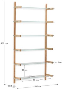 Szklany modułowy system półek w naturalnym kolorze 110x202x30,5 cm Sitra – Kave Home