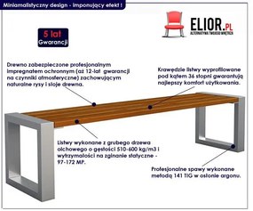 Miejska ławka z drewnianym siedziskiem Norin 3X Gray 180cm Mafira