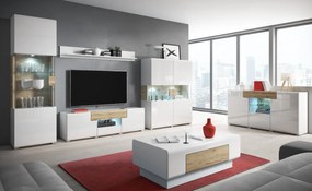 Komoda wysoka TOLEDO 3D1S biała połysk/dąb san remo HELVETIA
