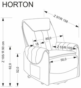 Fotel rozkładany elektrycznie HORTON beżowy z funkcją pionizacji HALMAR