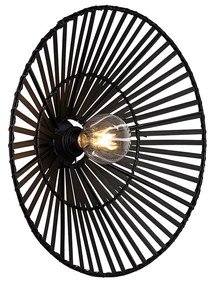 Orientalna lampa ścienna czarna z bambusa - PuaKolonialny Oswietlenie wewnetrzne