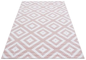 Dywan nowoczesny Plus Kwadraty różowo-kremowy 80 cm x 150 cm