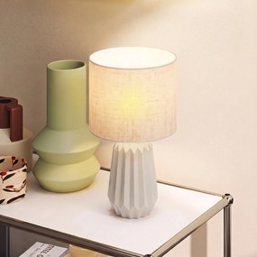 HOMCOM Lampa stołowa, oświetlenie stołowe, lampa nocna z lnianym abażurem, przełącznik kołyskowy, lampa biurkowa, 22 x 22 x 39 cm, beżowy | Aosom PL