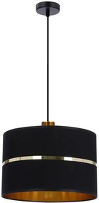 Lampa wisząca abażurowa w stylu glamour czarny + złoto - Z035-Reso