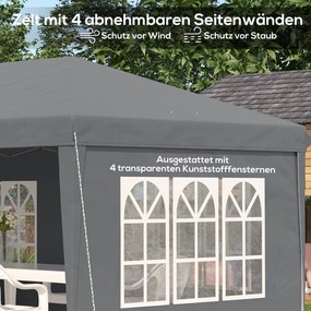 Outsunny Pawilon 3x6 m wodoodporny, składany z 4 ścianami, oknami, ochrona UV, torba transportowa, szary | Aosom PL