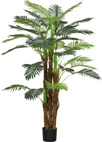 HOMCOM Sztuczna Palma, 1,6 m, Realistyczne Gałęzie, Dekoracyjna Roślina, Plastik, z Donicą, Brązowy+Zielony