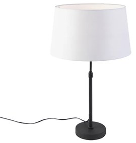 Lampa stołowa regulowana czarna klosz lniany biały 35cm - Parte Nowoczesny Oswietlenie wewnetrzne