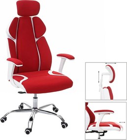 Krzesło biurowe MCW-F12,  czerwony/biały