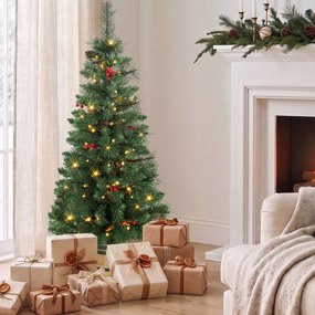 HOMCOM Sztuczna choinka, 120 cm, 100 LED, 131 końcówek, jagody, 2 kolory światła, pilot | Aosom PL