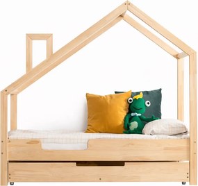 Drewniane łóżeczko dziecięce domek z szufladą N3-R60