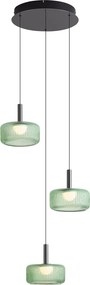 Designerska lampa wisząca grafitowa z zielonym szkłem, zintegrowany LED, 3-stopniowo ściemnialna, 3-punktowa Easylift - Fiera