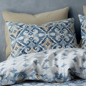 Niebieska/kremowa pościel jednoosobowa 135x200 cm Inara Ikat – Pineapple Elephant