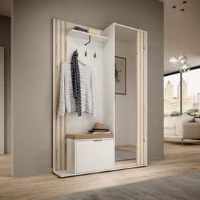 Masseno Garderoba NELIANA 131/192/40 cm do Przedpokoju Nowoczesna Biała