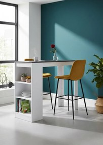 Stolik barowy z półkami – biało B4-R58