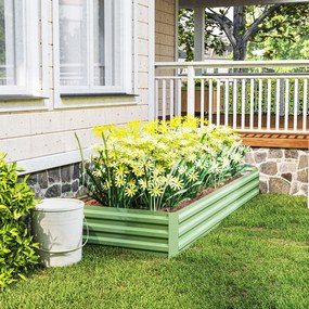 Outsunny Podwyższone Grządki Ogrodowe z Stali, Otwarte Dno, Łatwy Montaż, 241 dł. x 90,5 szer. x 30 wys. cm, Zielony