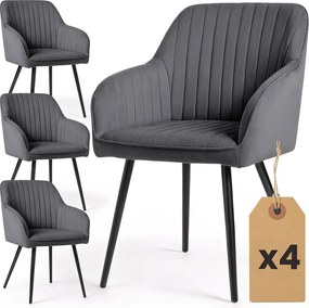 Zestaw 4 grafitowych krzeseł pikowanych P5-B43