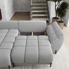 Masseno Narożnik VESTANO  z funkcją spania i pojemnikiem na pościel Narozniki L, Rozkładana sofa - Jasnoszary, QUELLE 83